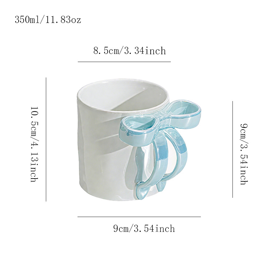 陶瓷杯 蝴蝶结把手 直筒款