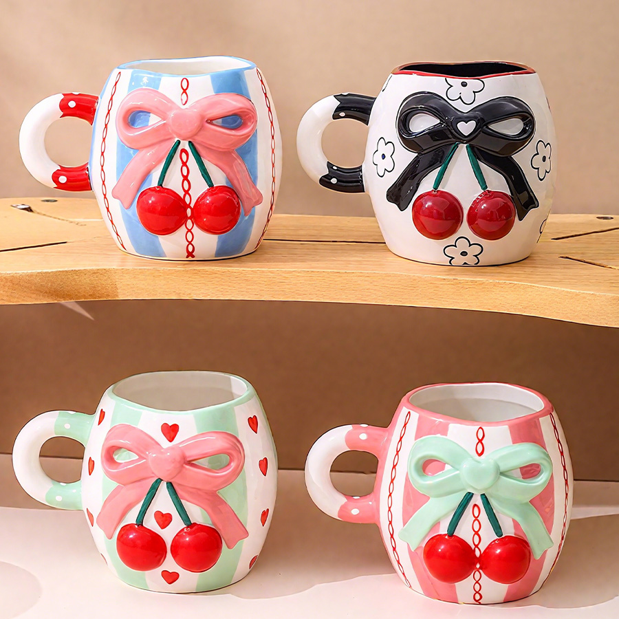 陶瓷杯 蝴蝶结樱桃