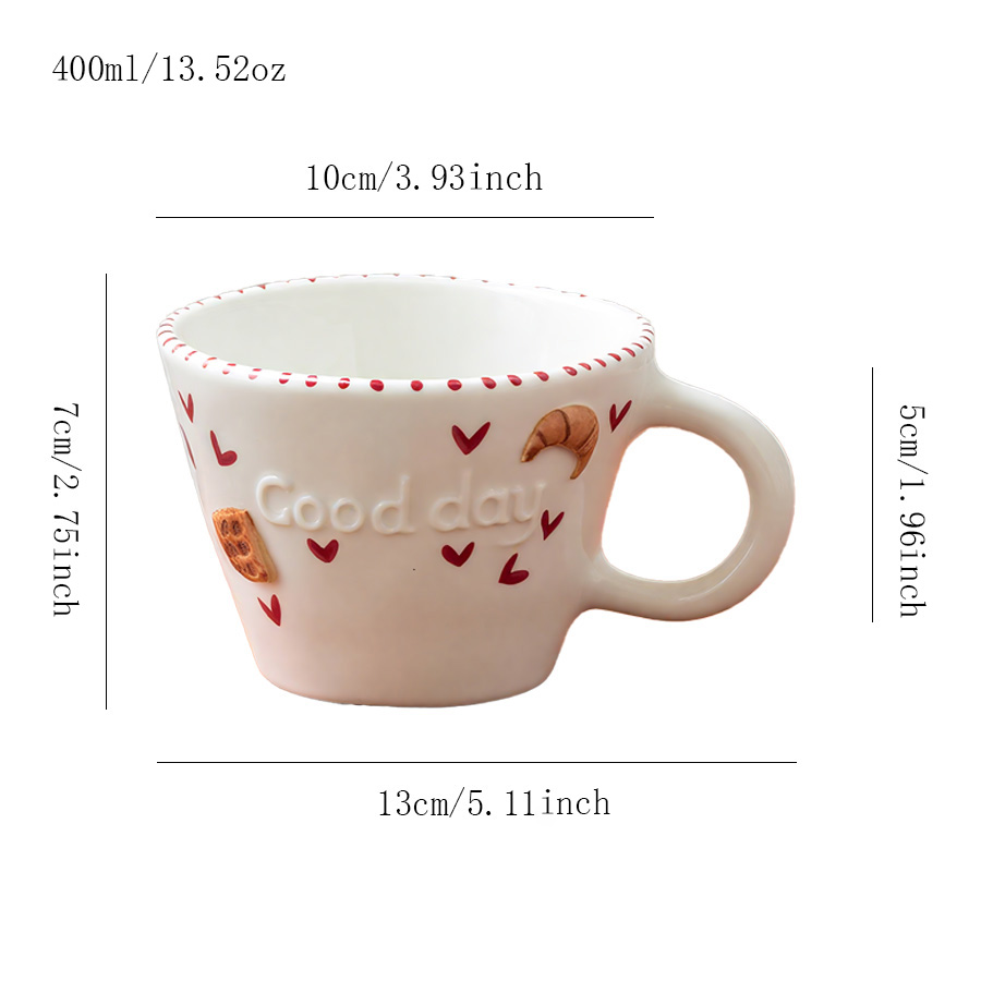 陶瓷杯 牛角包小熊