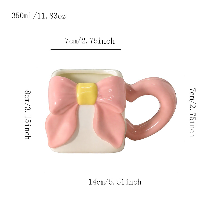 陶瓷杯 方形蝴蝶结