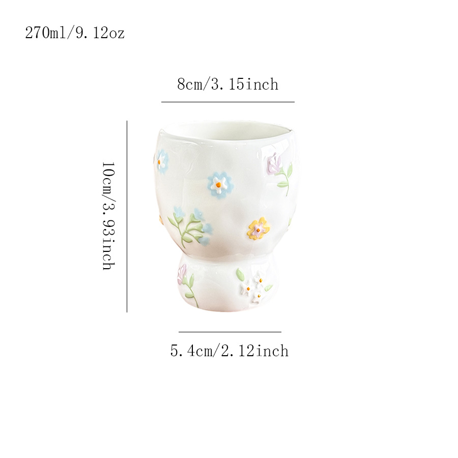 陶瓷杯 繁花浮雕