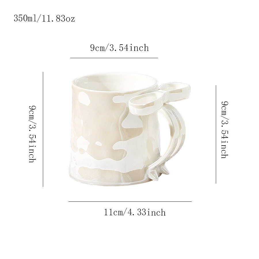 陶瓷杯 蝴蝶结把手 外扩款