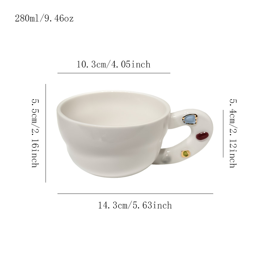 陶瓷杯 宝石把手
