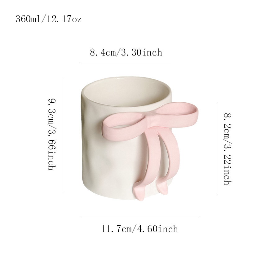 陶瓷杯 蝴蝶结把手 磨砂款
