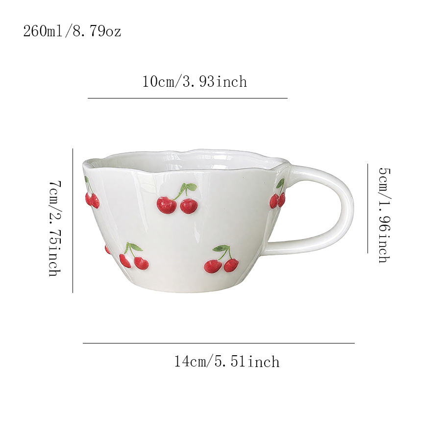 陶瓷杯 浮雕樱桃