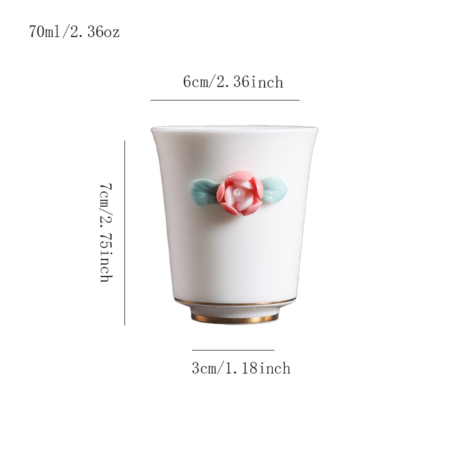 陶瓷杯 羊脂玉花