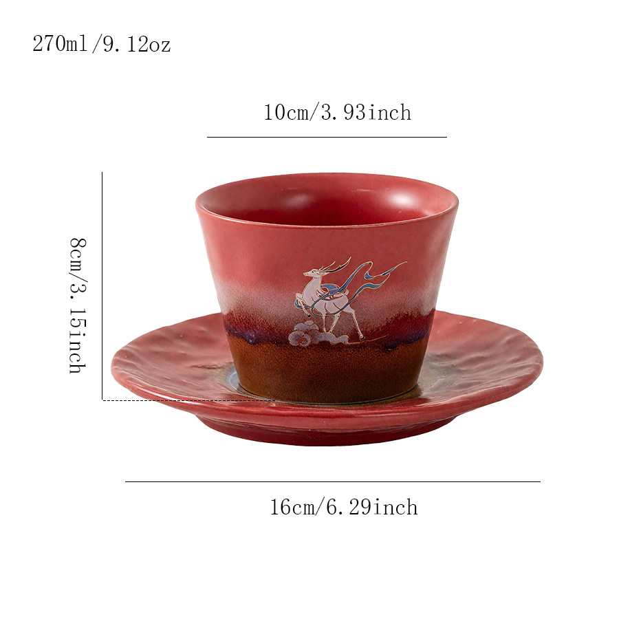 杯碟 赤韵灵鹿