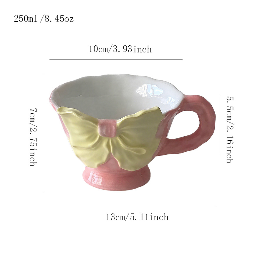陶瓷杯 彩绘蝴蝶结