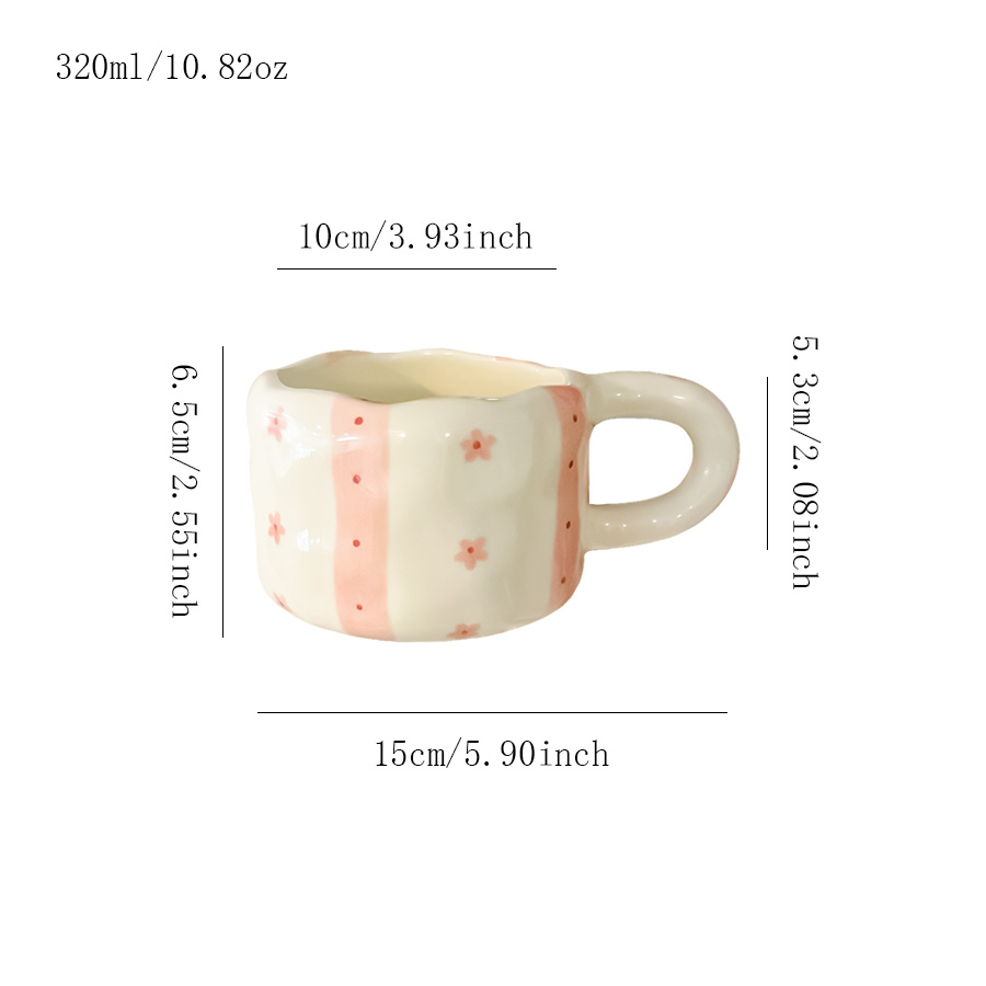 陶瓷杯 条纹小花