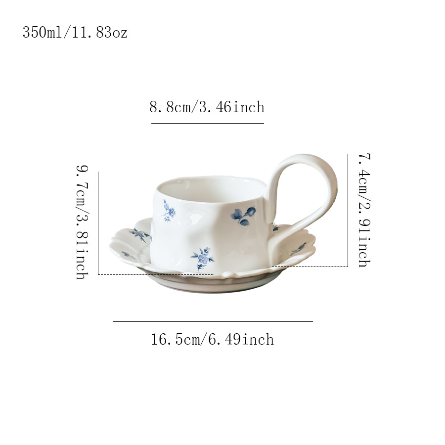 杯碟 复古蓝色碎花