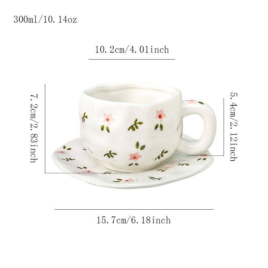 杯碟 手捏法式碎花