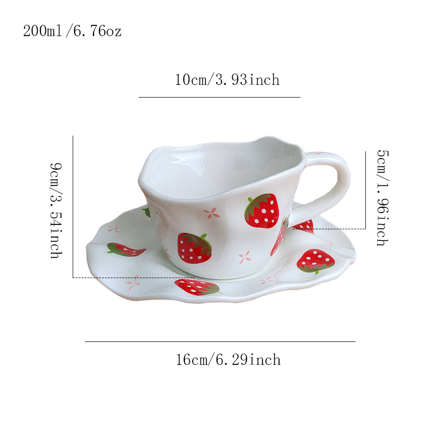 杯碟 斜口手绘花