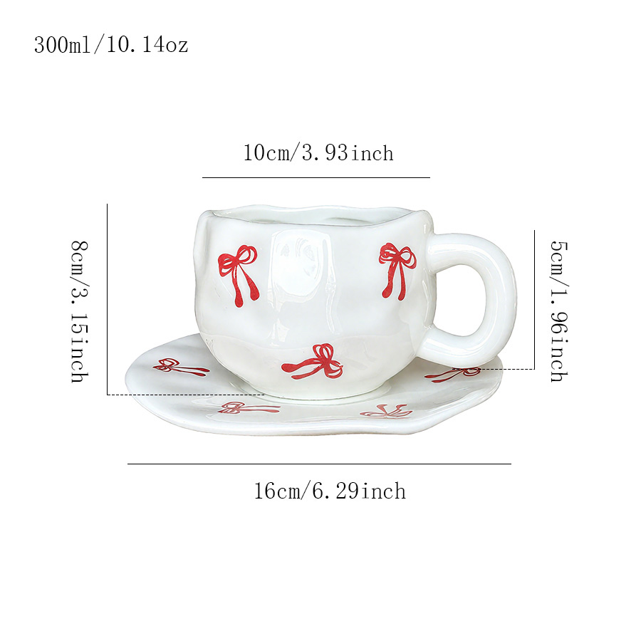 杯碟 手捏双色爱心