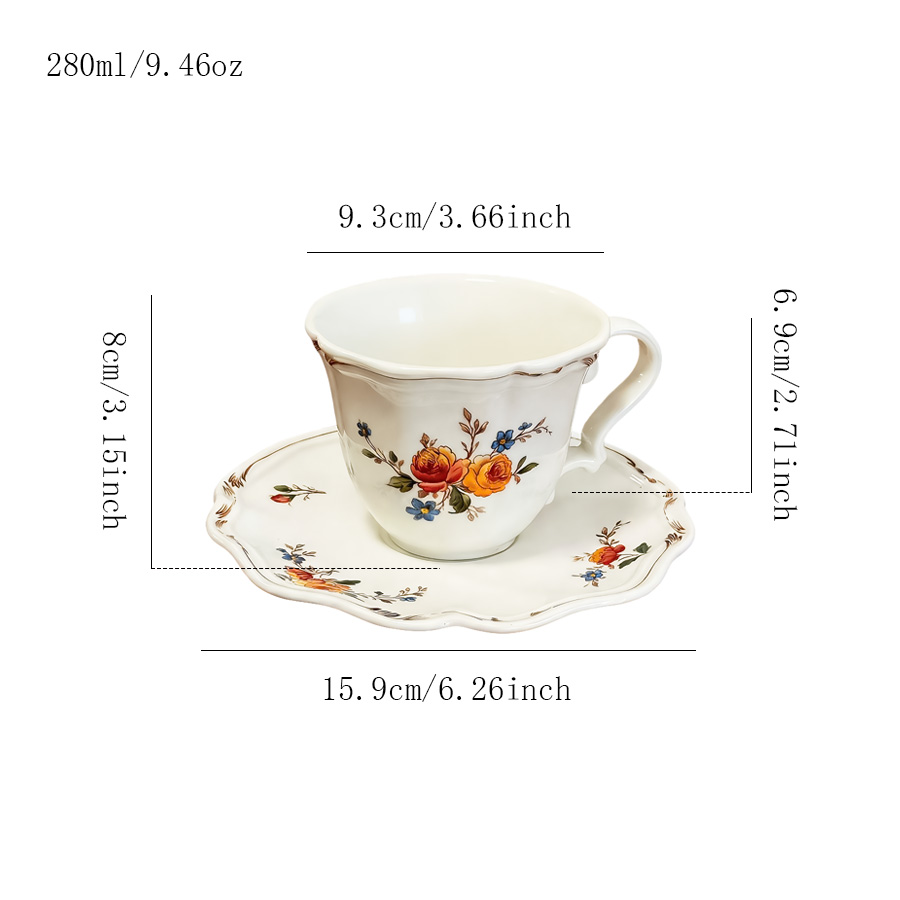 杯碟 复古玫瑰庄园