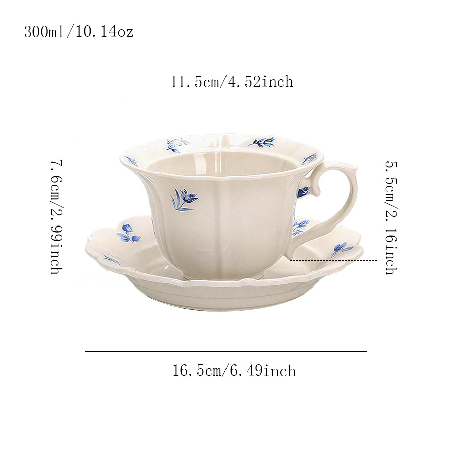 杯碟 珠点花瓣 陶瓷