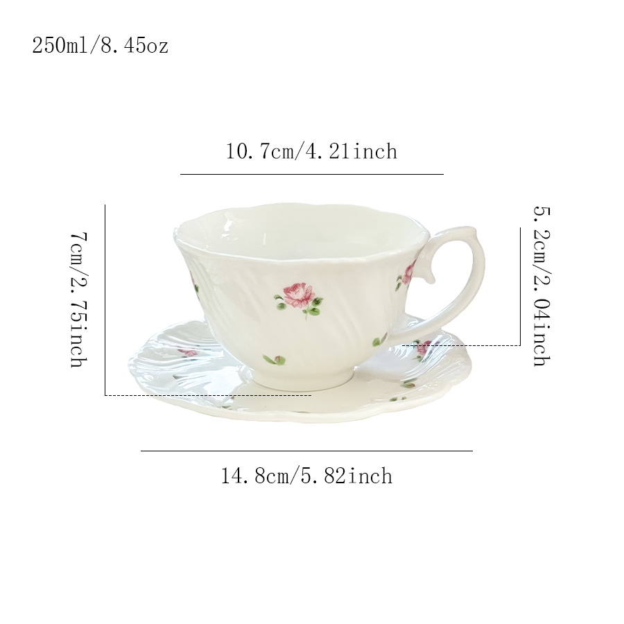 杯碟 螺旋紫玫瑰