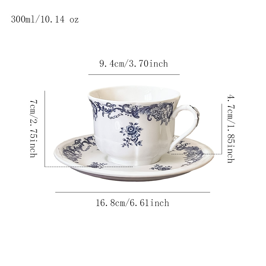 杯碟 复古蓝色花