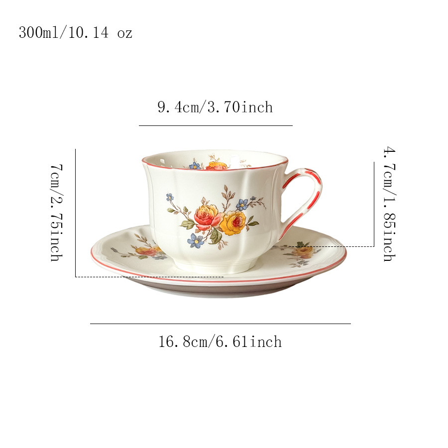 杯碟 法式复古玫瑰