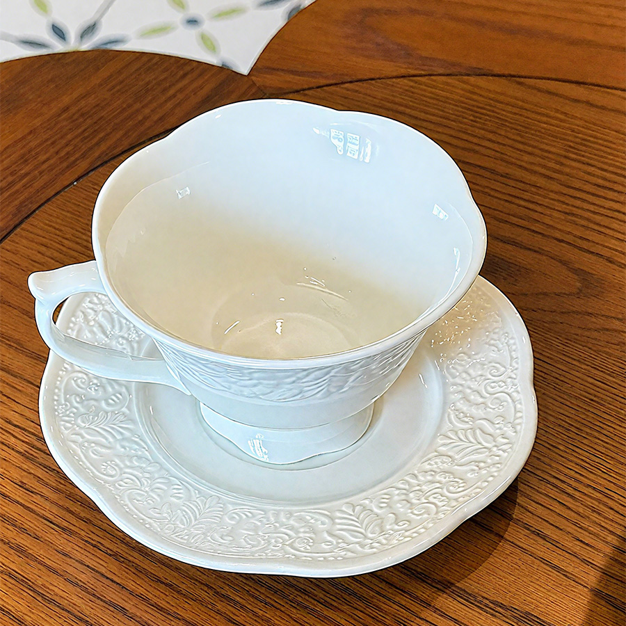 杯碟 纯色花瓣杯