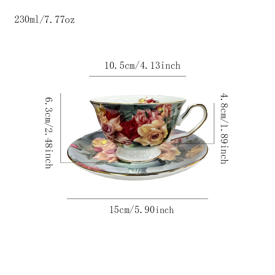 杯碟 描金复古花朵