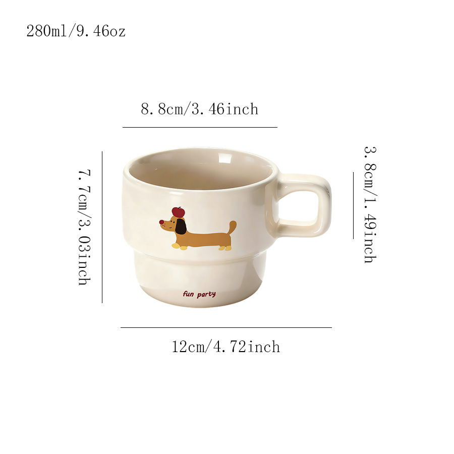 陶瓷杯 苹果腊肠狗