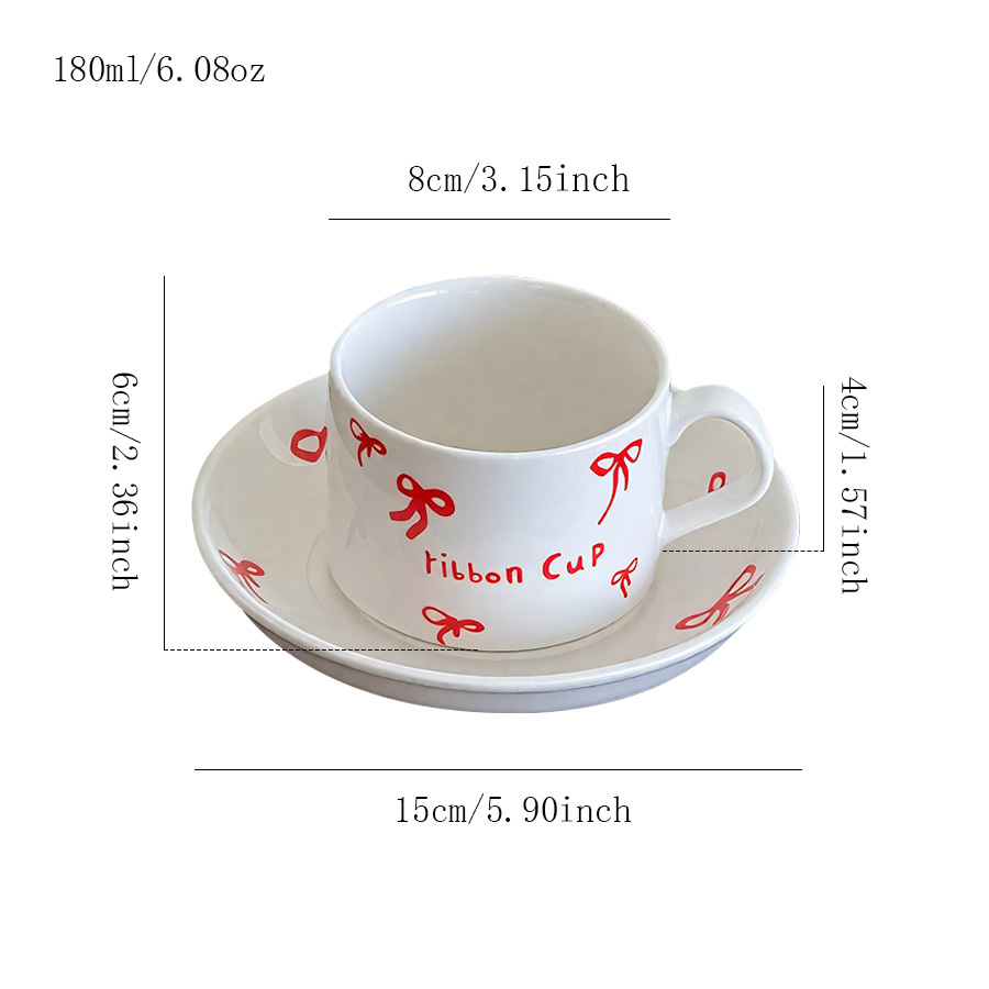 杯碟 印字蝴蝶结