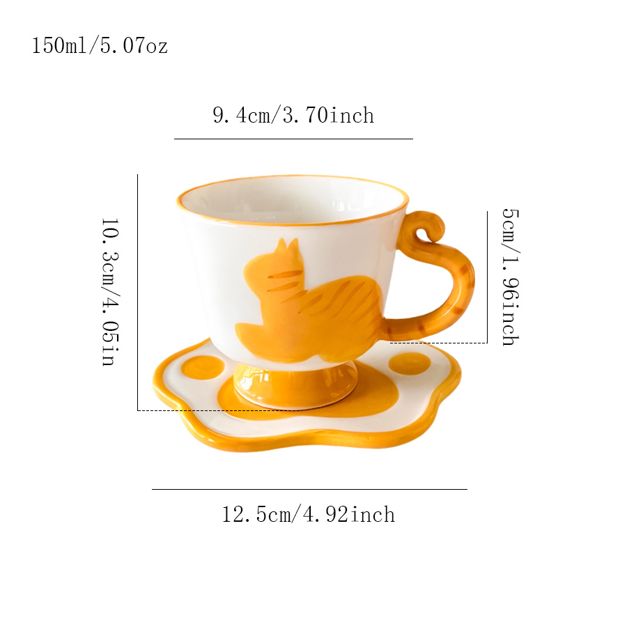 杯碟 橘猫 陶瓷