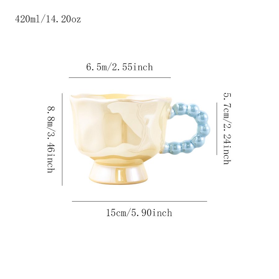 陶瓷杯 珠光釉珍珠把手