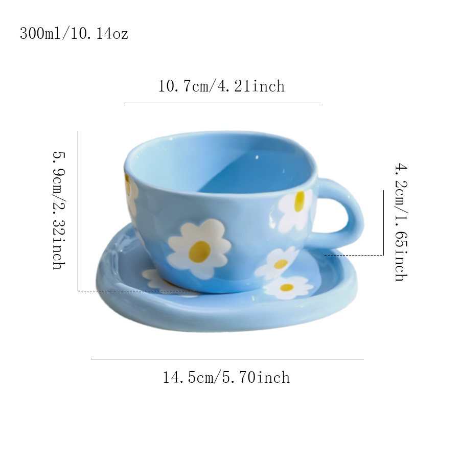 杯碟 蓝色鸡蛋花